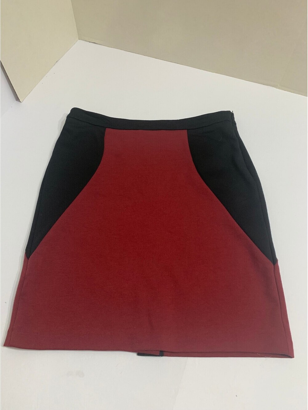 Darjoni Size 8 Burgundy Black Colorblock Stretch Pencil Skirt